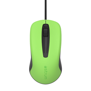 Astrum Comfort Wired USB Mouse Black/Green - MU120