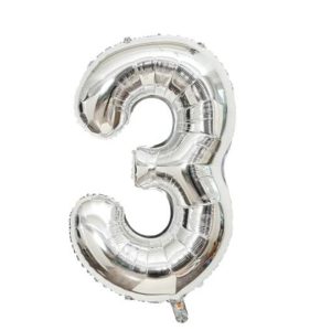 Casey 102cm Silver Balloon Number.3 Retail Packaging No