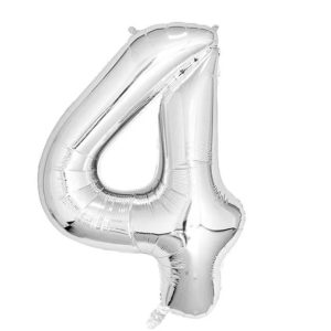 Casey 102cm Silver Balloon Number 4