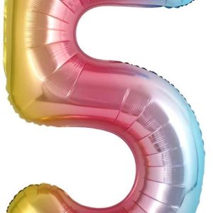 Casey 102cm Rainbow Balloon Number.5 Retail Packaging No