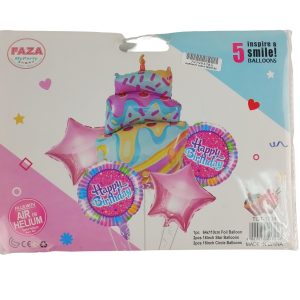 Casey 5pc Pink and Blue Themed Birthday Balloon Set Retail