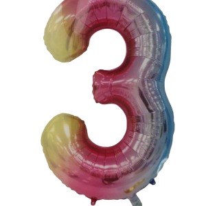 Casey 102cm Rainbow Balloon Number.3 Retail Packaging No