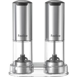 Feelive Rechargeable Pepper And Salt Grinder 2 Set With Stand